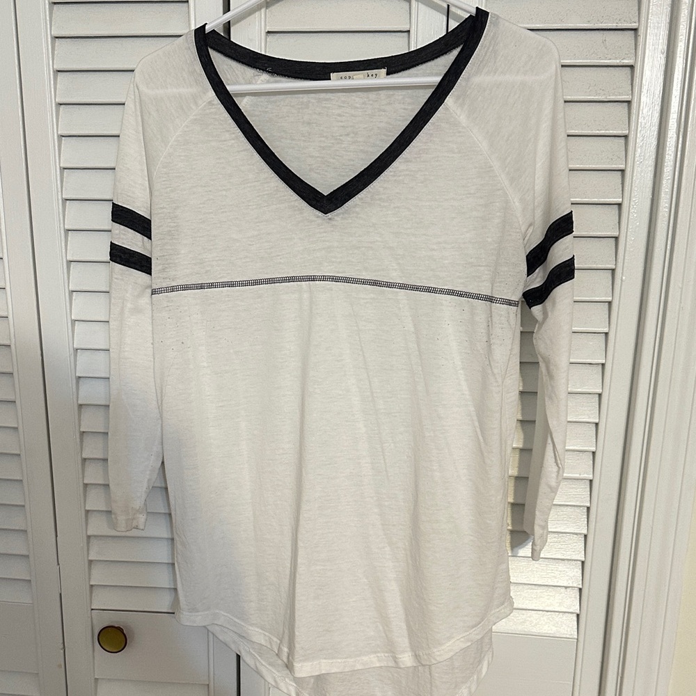 Copper Key White and Black Long Sleeve Tee